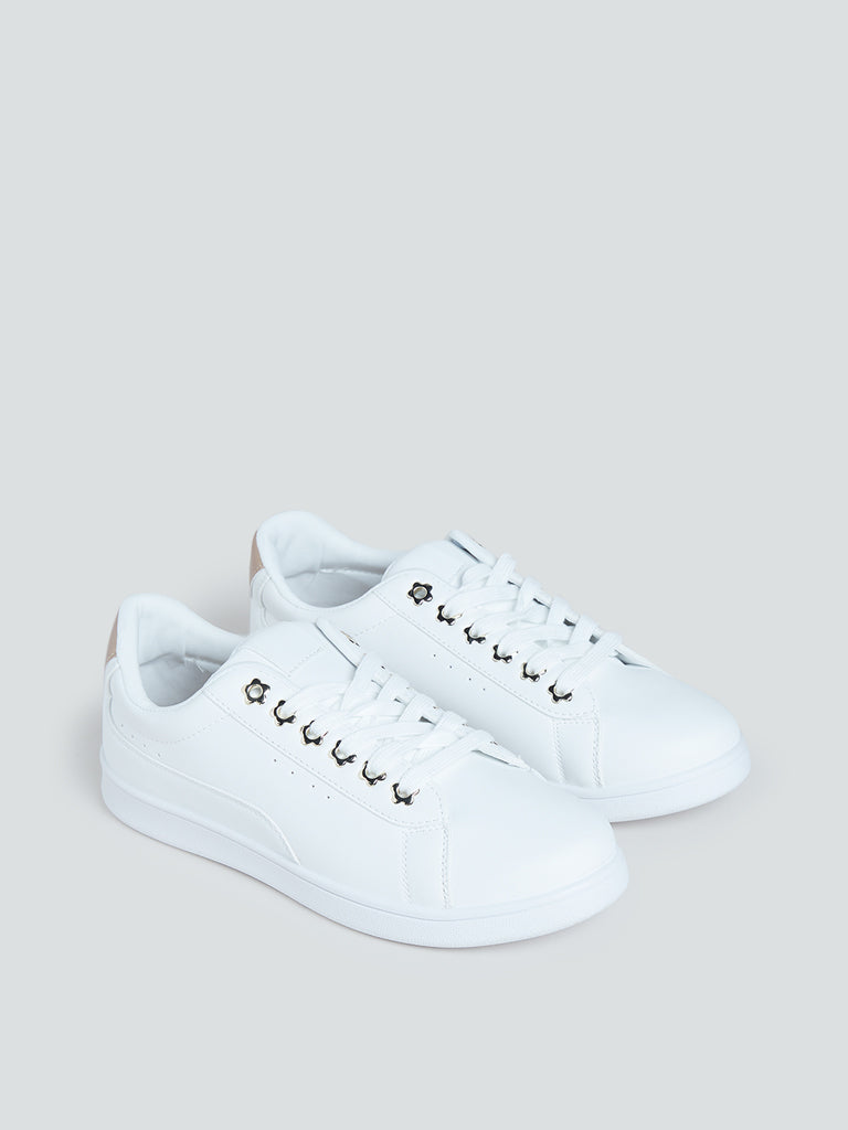 LUNA BLU White Faux Leather Sneakers